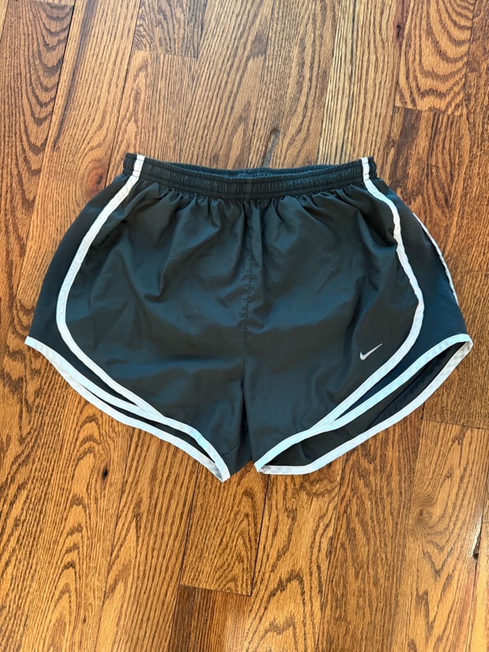 Nike Women’s Dark Gray Dri-Fit Athletic Shorts with White Piping